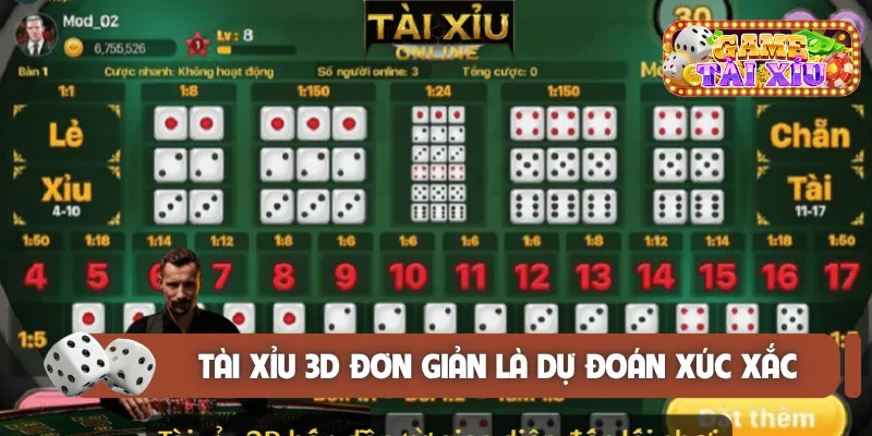 Tài xỉu 3D đơn giản là dự đoán xúc xắc